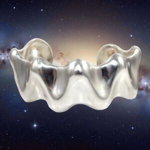 RESERVED for M. Heavy 999 Fine Silver Wavy Chevron Textured Cuff